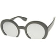 thumbnail image 2 of sunglassLA Unisex Women's Oversize Semi-Rimless Flat Bottom Mirror Lens Round Sunglasses (Matte Black / Silver Mirror) - 56mm, 2 of 4