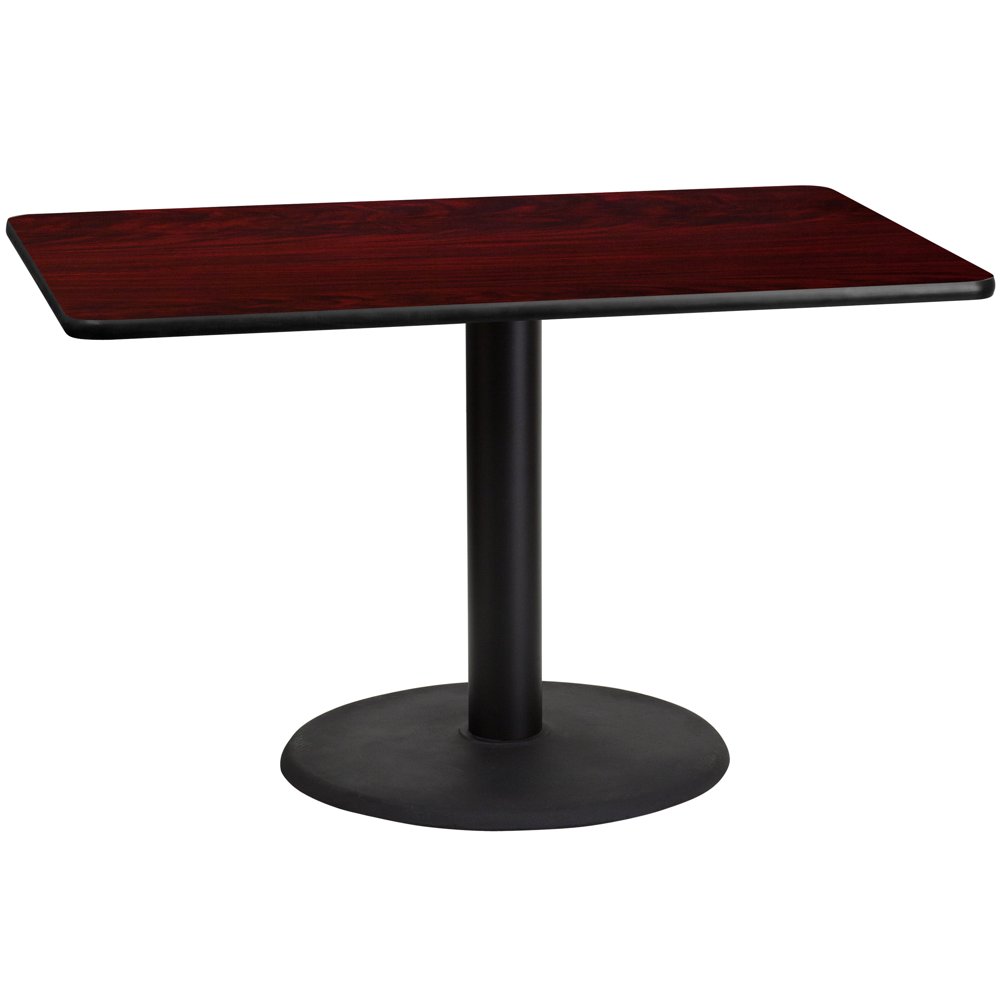 Flash Furniture 30" x 48" Rectangular Laminate Table Top with 24" Round Table Height Base