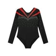 thumbnail image 3 of iiniim Girls One Piece Sequins Rhinestone Long Sleeve Leotards Athletics Gym Dance Unitard Bodysuit A Red 16, 3 of 7