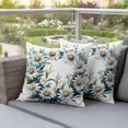 thumbnail image 4 of Spring White Daisy Wreath Pillow Covers 2 Pack Country Watercolor Floral Green Leaf Pillowcase Waterproof Outdoor Throw Pillow Cover for Patio Garden Square Cushion 20”x20”, 4 of 9