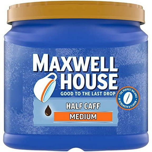 Maxwell House Half Caff Medium Roast Ground Coffee with 1/2 the Caffeine (25.6 oz Canister) YU4