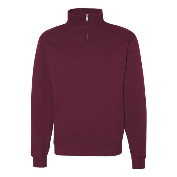 Adult NuBlend® Quarter-Zip Cadet Collar Sweatshirt - MAROON - 2XL