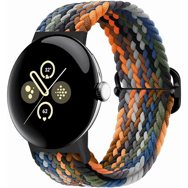 KOMI Bandes Tressées Solo Loop Compatibles avec Google Pixel Watch 2/Pixel Watch, Sangles Élastiques en Nylon Extensible Réglables avec Connecteur Amélioré pour Google Pixel Watch 2/1 Bracelets Femmes Hommes