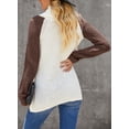 thumbnail image 6 of Asyoly Womens Asymmetric Button Decoration Turtleneck Sweater Long Sleeve Color Block Chunky Knitted Pullover Casual Loose Jumper Winter Tops, 6 of 6