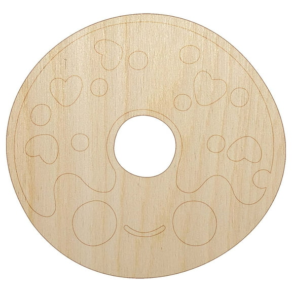 Deliciously Kawaii Chibi Donut Wood Shape Unfinished Piece Cutout Craft DIY Projects - 4.70 Inch Size - 1/8 Inch Thick