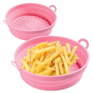 2Pcs Air Réutilisable au pot de silicone de Fryer Air Fryer Liner Air Panier de friteuses Air Résistant à la chaleur de la poêle Air Boîte de cuisson pour friteuse Silicone 5QT Air Four à four Micro-ondes