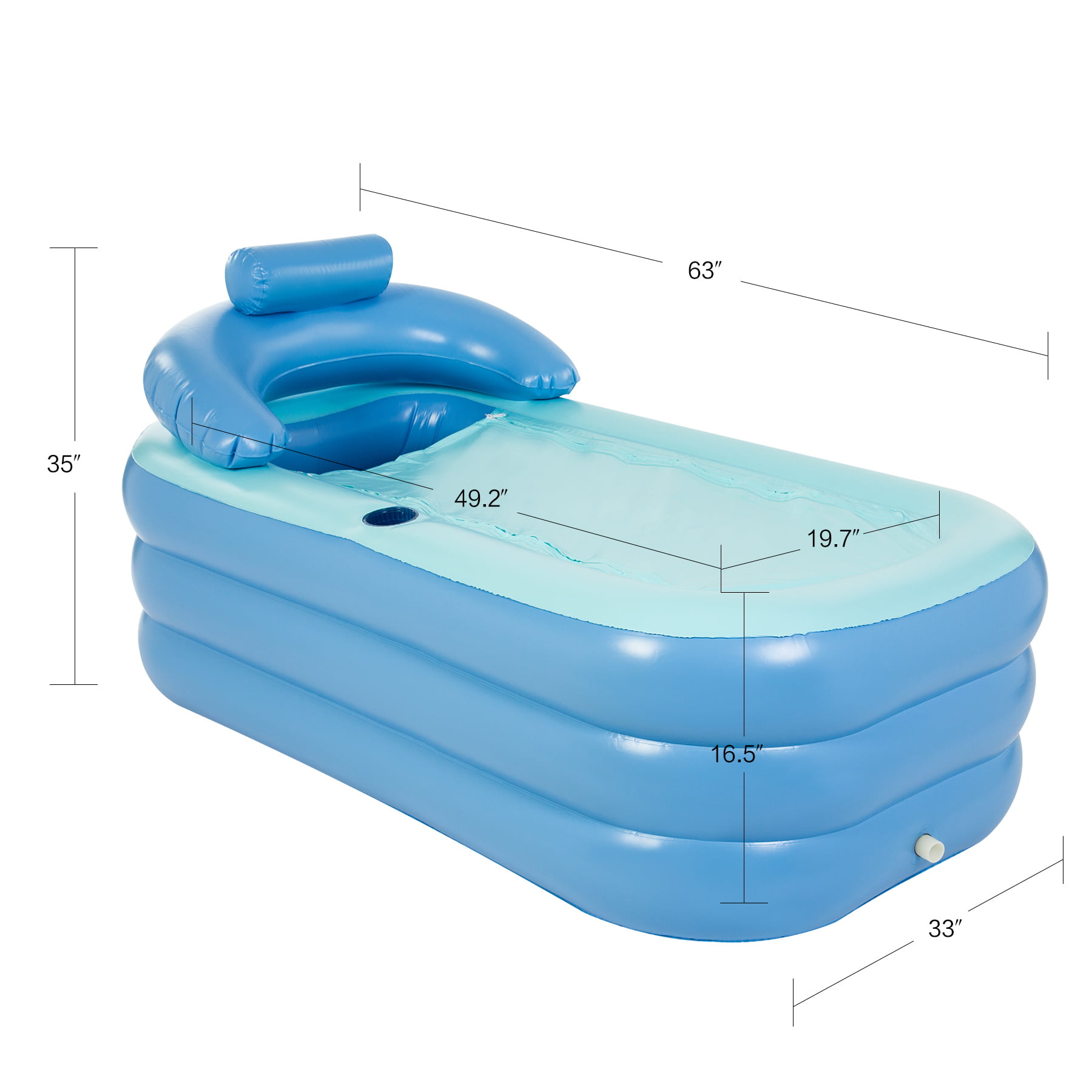 Portable Inflatable Bathtub Heating Drug Beauty Health Bath Swimming Pool 63*25" 