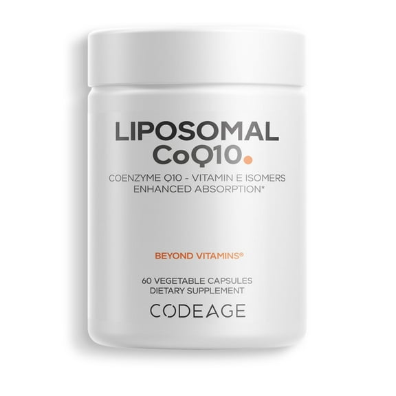 Codeage Liposomal CoQ10, Vitamin E Tocopherols & 125 mg Coenzyme Q10, Cardiovascular Support, 60 ct