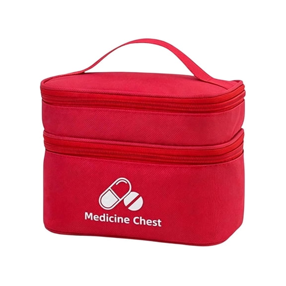 Double-layer First Aid Kit Storage Bag, Small Medical Bag, Medical Travel Case First Responder Emergency Storage Compact Medicine Bags for Car Home Sport Outdoors (Red)
