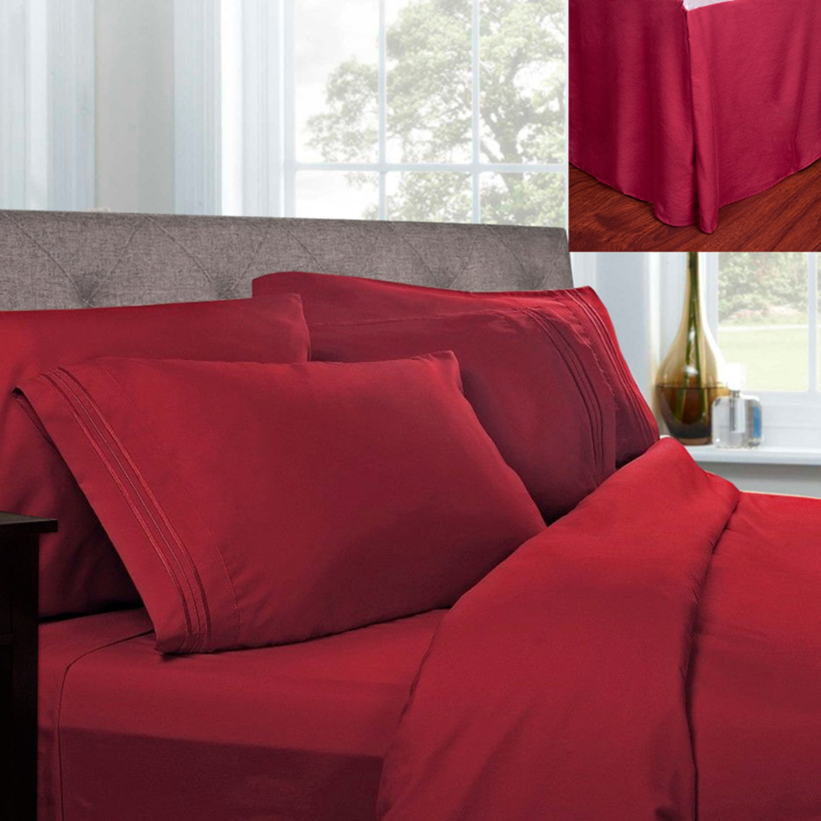 1500 Thread Count Pleated Egyptian Sheet Set With Bed Skirt By Sweet Home Collection 5745