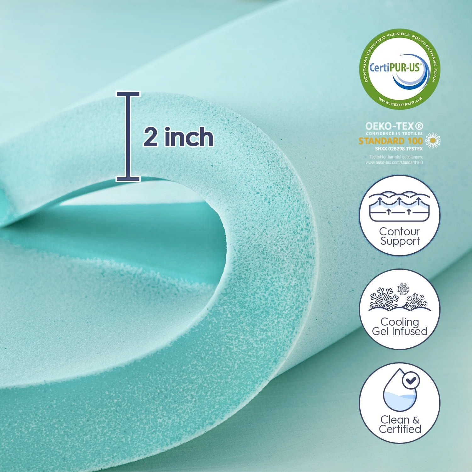 EMONIA 4 Inch Dual Layer Memory Foam Mattress Topper Queen, 2 Inch Cooling Gel Memory Foam Plus 2 Inch 100% 400TC Soft Extra Thick Mattress Pad Pillow Top Cover with 8-21" Deep Pocket for Back Pain