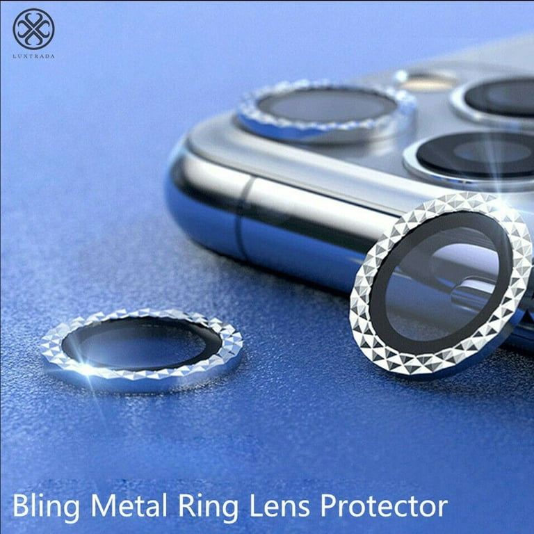 Luxtrada (2 Packs) iPhone 12 Pro Bling Metal Ring + Tempered Glass