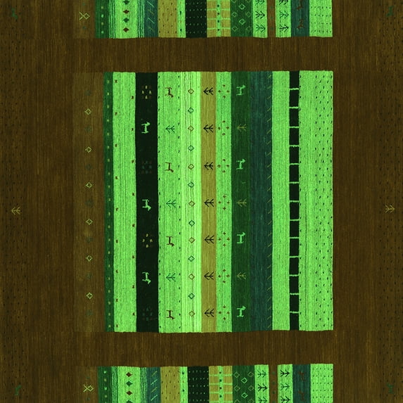 Ahgly Company Indoor Square Abstract Green Contemporary Area Rugs, 8' Square