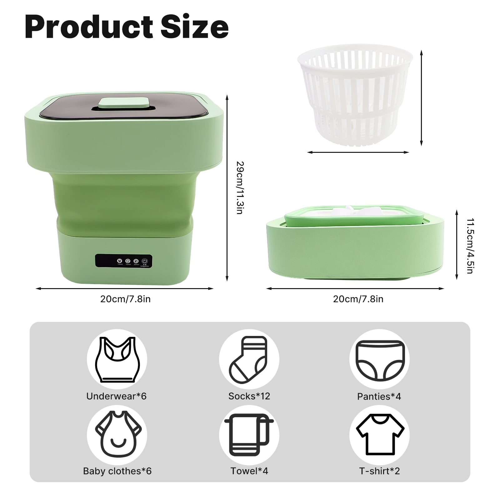 iMeshbean Portable Washing Machine,10L Foldable Mini Washer with 3 Modes for Deep Cleaning Baby Clothes and Underwear,Small Washing Machine for Apartments, Dorms, Camping, RVs and Travel