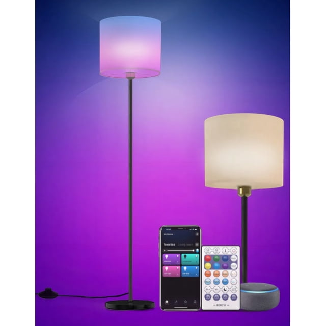 Lámpara de Pie Moderna LED RGB WiFi, Control por App y Alexa