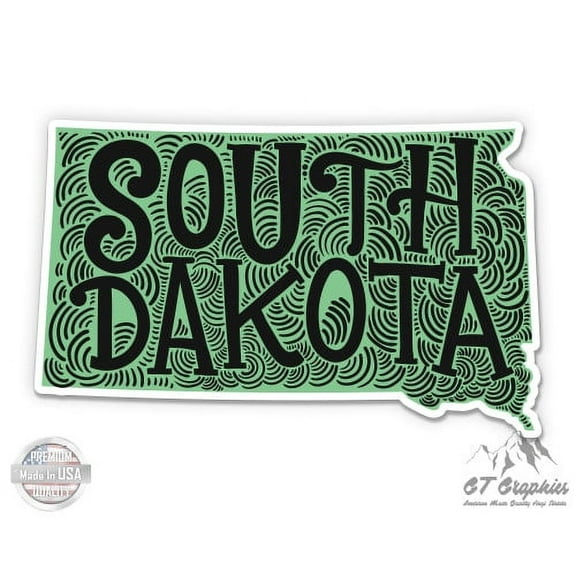 South Dakota Shape Cute Letters Native Local - 3" Vinyl Sticker - For Car Laptop I-Pad Phone Helmet Hard Hat - Waterproof Decal