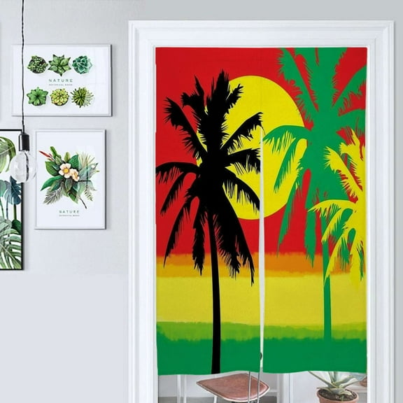 Palm Trees In Jamaica Colors Door Curtain Nordic Living Room DoorCurtain Porch Partition Curtain Kitchen Rative Half Curtain