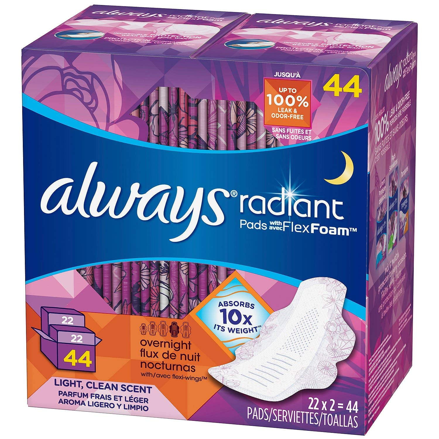 always radiant overnight pads