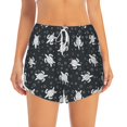 thumbnail image 2 of Picia Turtle Pattern Women's 2 in 1 Athletic Running Shorts High Waisted Workout Casual Gym Sweat Shorts with Comfy Liner Zipper Pockets-Medium, 2 of 9