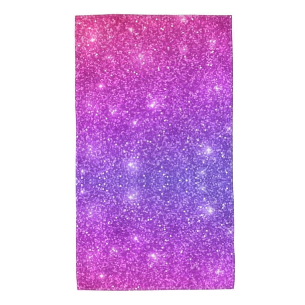 Balery Pink Purple Glitter Toalla de Microfibra Premium con Estampado – 27.5x16 pulgadas, Alta Absorción, Suave y Aterciopelada, Secado Rápido