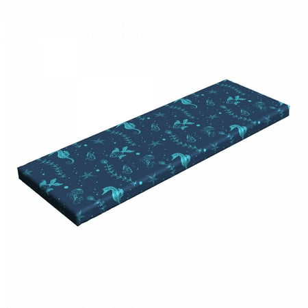 

Underwater Bench Pad Hand-Drawn Ocean Creature Goldfish Seahorse HR Foam Cushion with Decorative Fabric Cover 45 x 15 x 2 Azure Blue Night Blue by Ambesonne