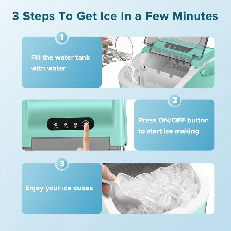hOmeLabs Chill Pill Countertop Ice Maker - Perfect Ice in 8 to 10 Minutes -  26 Pounds Per Day Production To Keep You Iced Out Of Your Mind 