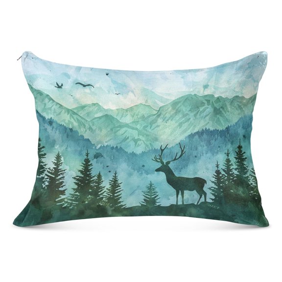 Plush Pillow Cases Standard Size Ultra Soft Warm Pillowcases with Zipper Deer in Forests 20"x26"