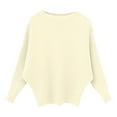 thumbnail image 4 of Oversized Batwing Sleeve Boat Neck Pullover Sweater Soft Knitted Casual Loose Fit Comfortable Long Sleeve Blouse, 4 of 4