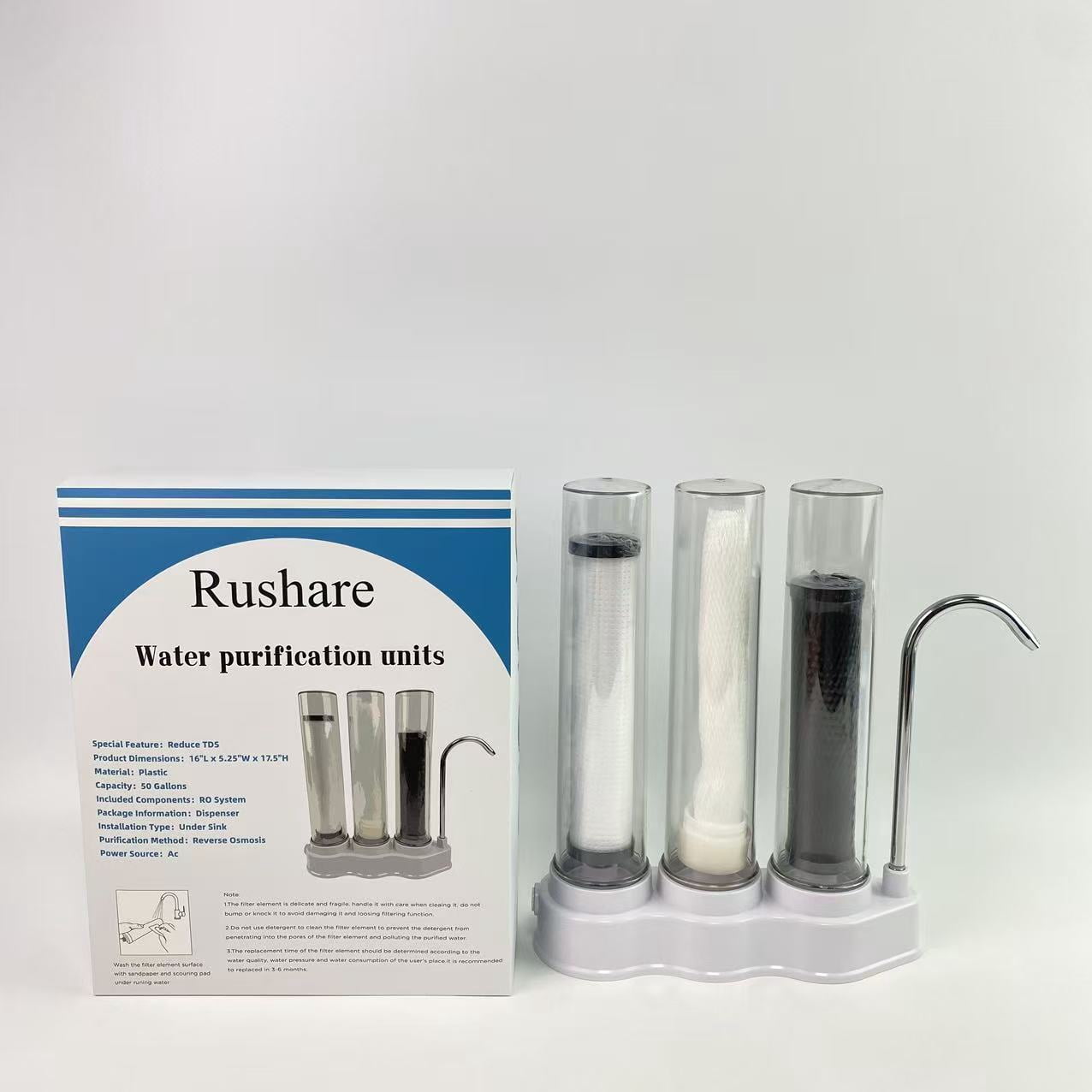 Rushare Water purification units, High Capacity Under Sink 5-Stage Reverse Osmosis Water Filter, Drinking System, Brushed Nickel Faucet