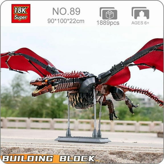 Creative MOC Giant Dragon Model Building Blocks Set Puzzle Assembly Bricks Toys Gift Kit 1889Pcs