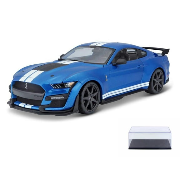 Diecast Car w/Display Case - 2020 Ford Mustang Shelby GT500, Blue - Maisto 31388BU - 1/18 scale Diecast Model Toy Car