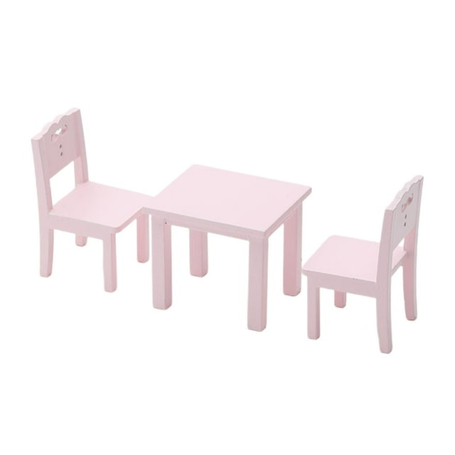 Muebles de casa de muñecas de madera Silla de casa de muñecas Regalos en Mesa Silla Rosa perfke miniaturas de casa de muñecas