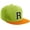 Lime Orange, White Black, variant on Classic Snapback Hat Custom A to Z Initial Varsity Letters, Lime Orange Hat White Black Letter B