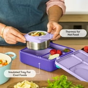 OmieBox Bento Box للأطفال - صندوق غداء بينتو معزول مع جرة طعام حرارية مقاومة للتسرب - أرجواني البرقوق من OmieLife