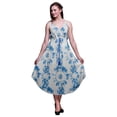 thumbnail image 1 of Bimba Robe Imprimée Florale Teinture sur Nœuds pour Femmes Bretelles Spaghetti Col en V Midi Plage-Large, 1 of 1