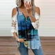 thumbnail image 2 of Elegante mujer casual cremallera cuello impresión blusa encaje manga corta camiseta verano Tops OAVQHLG3B Store  lin121212, 2 of 5