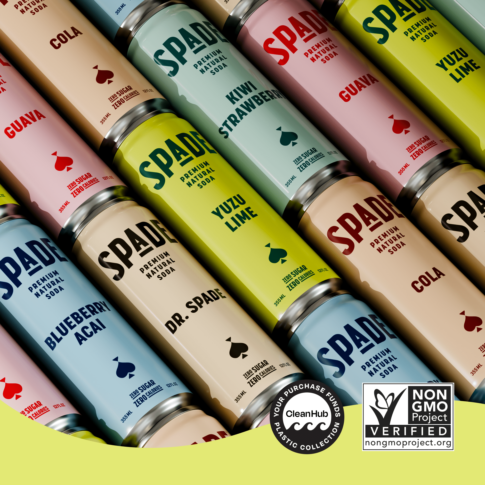 Spade Premium Natural Soda – Zero Sugar Yuzu Lime (12 Pack, 12 oz Cans)