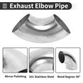 thumbnail image 4 of Unique Bargains 90 Degree Mandrel Bend Elbow Car Modified Exhaust Pipe Tubing Piping 2.5" inch OD Thickness 1.2mm/18GA 63x155x1.2mm 201 Stainless Steel Silver Tone, 4 of 7