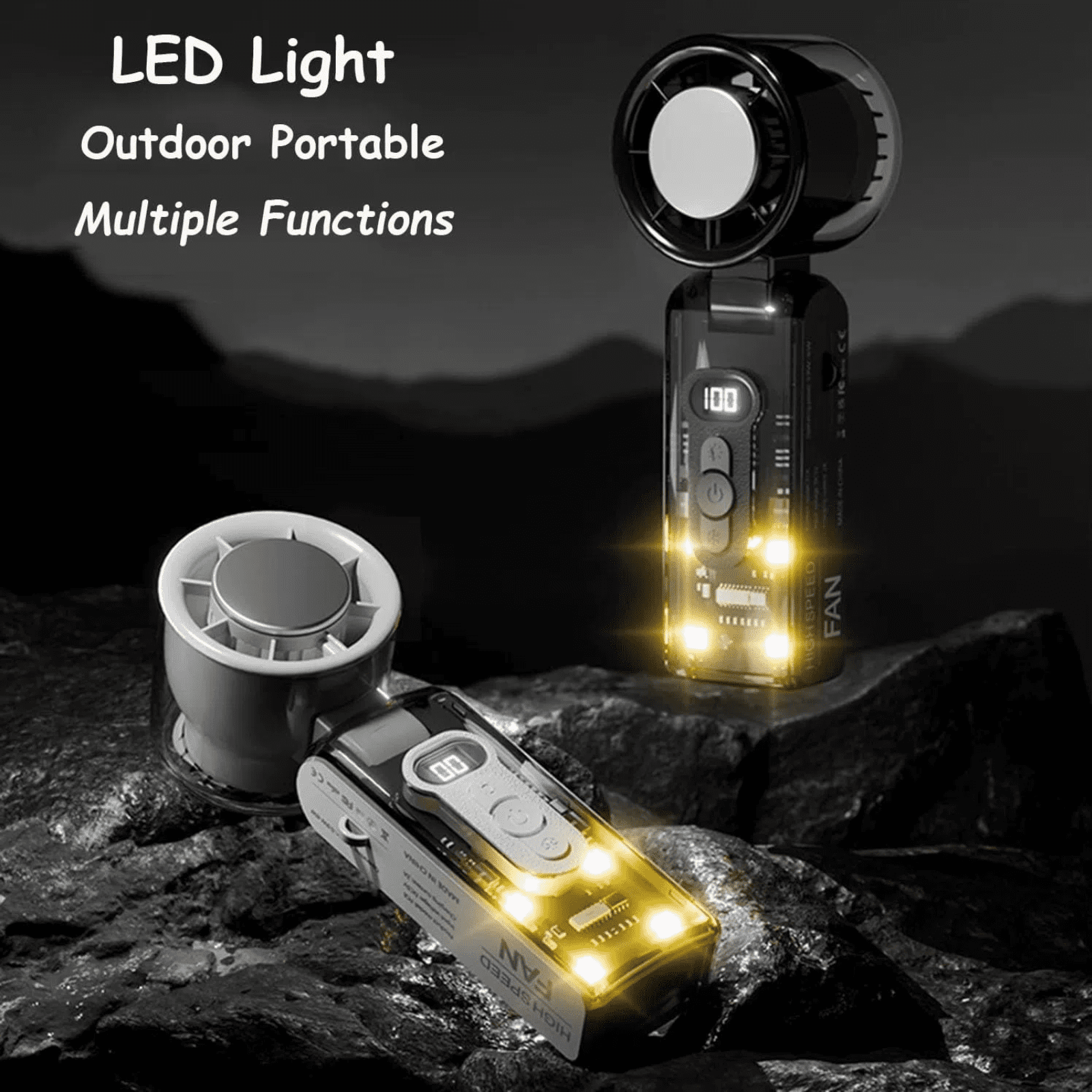 Portable Handheld Turbo Fan Rechargeable Foldable C*ooling Fan FC6 USB fan with Ice C*ooling, 1–100 Stepless Speeds, Neck & Desk Fan for Outdoor, Travel, Camping, Hiking, Working (Blac k)