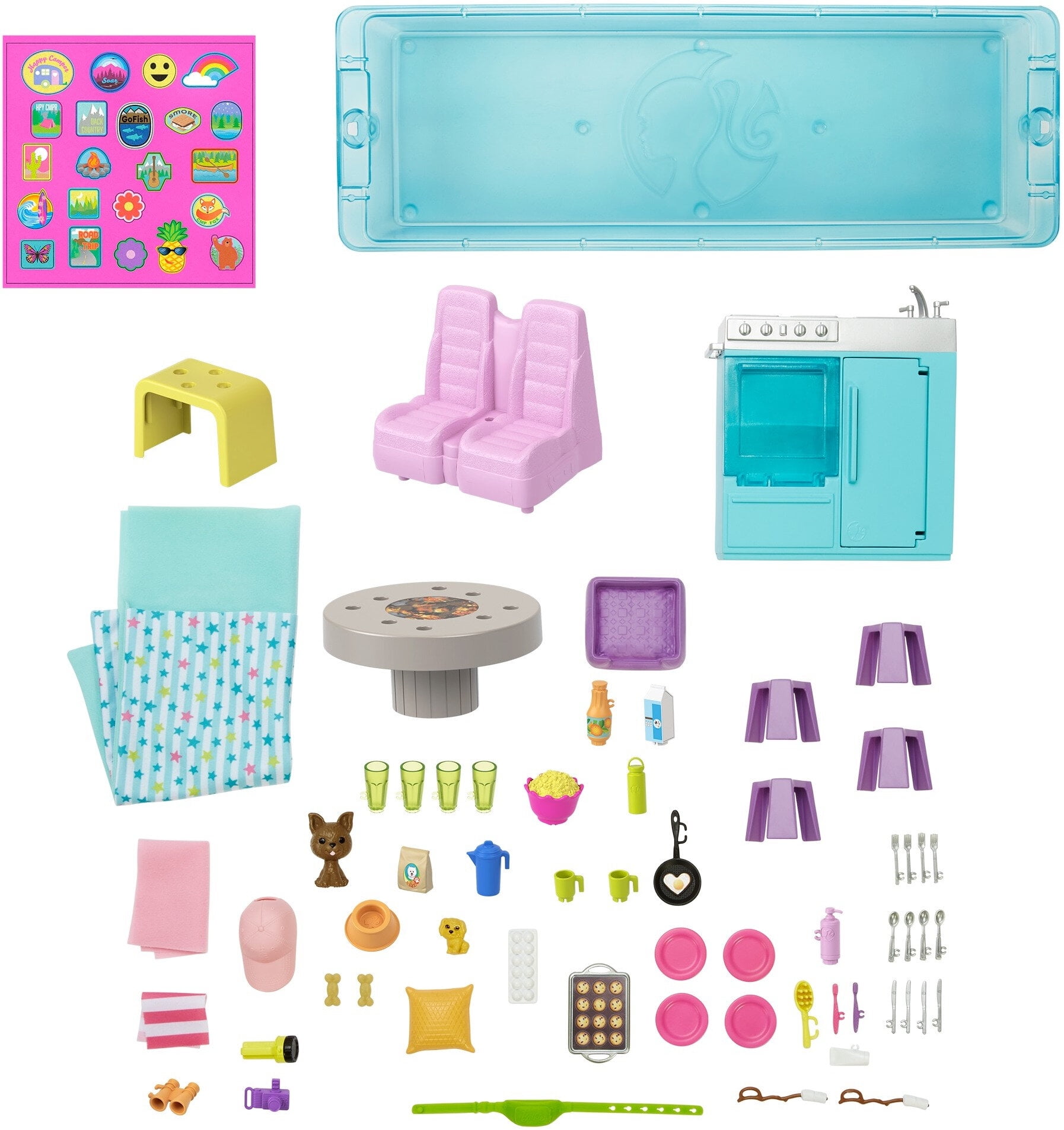  Barbie Camper, Doll Playset with 60 Accessories, 30-Inch-Slide  and 7 Play Areas, Dream Camper : Toys & Games