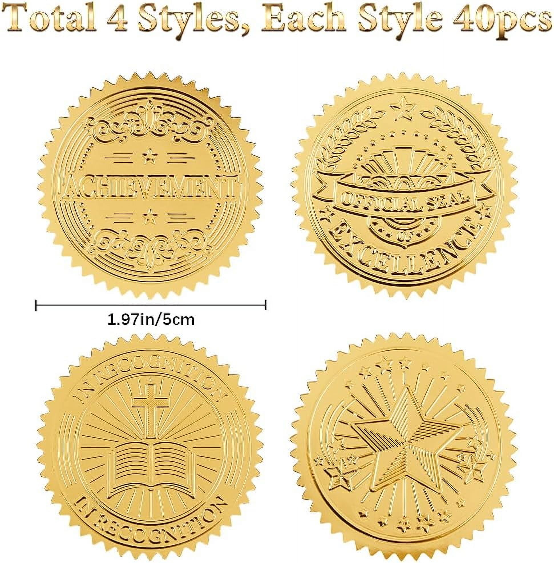 100-Pack Gold Embossed Envelope Seals - 2 Inch Diameter "Special Recognition" Stickers For Invitations, Certificates, Gifts