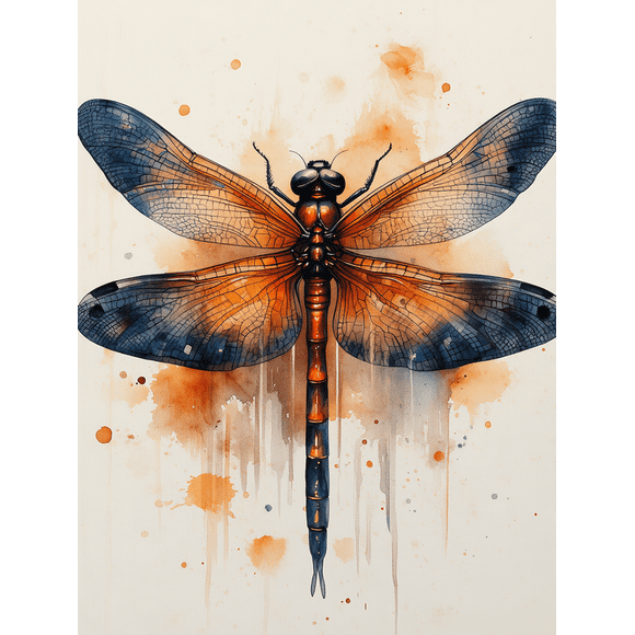Qisvanset Framed Canvas Wall Art 12x16 Inch Watercolor Dragonfly Nature Home Canvas Wall Art