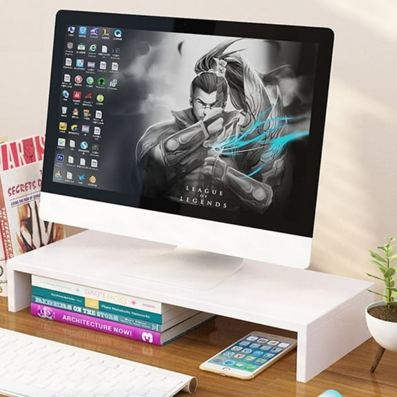 Kabuer Monitor Stand Riser, Desk Shelf with Storage Drawer for Desktops and Laptops, Computer, White