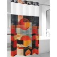 thumbnail image 4 of Red Orange Black Geometric No Hook Shower Curtain Waterproof, Bathroom Curtains with Snap in Liners and See Through Top Window, Vintage Oil Painting Art Hotel Style Bathtub Curtains Shower 36"Wx72"L, 4 of 8