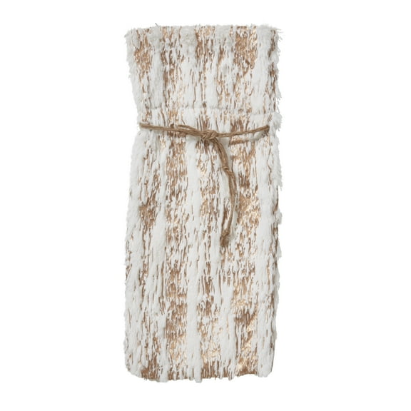 Faux Fur With Brushed Metallic Foil Print Bottle Bag (Set of 4)