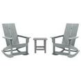 thumbnail image 2 of BizChair Set of 2 Gray Modern Commercial Grade All-Weather 2-Slat Poly Resin Rocking Adirondack Chairs with Matching Side Table, 2 of 11