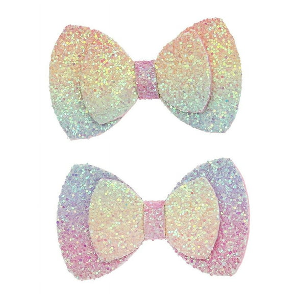 Way to Celebrate Easter Glitter Bow Hair Clips, Female, Multi-colored, 2 Pieces