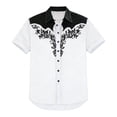 thumbnail image 4 of HOWPAY Westren Cowboy Shirts for Men Short Sleeve Button down Shirt Embroidered Print Vintage Top Work Party Wedding Summer Clothes Black XL, 4 of 4