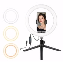 DAYBETTER 10" Selfie Ring Light with Tripod Stand & Cell Phone Holder,Dimmable LED Ringlight for Makeup/Videos/Vlog/TikTok,USB Port