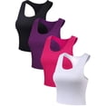 thumbnail image 5 of LEZMORE 4 Pieces Women'S Basic Crop Tank Tops Sleeveless Racerback Crop Gym Clothes Sports Top US 4-12, 5 of 12